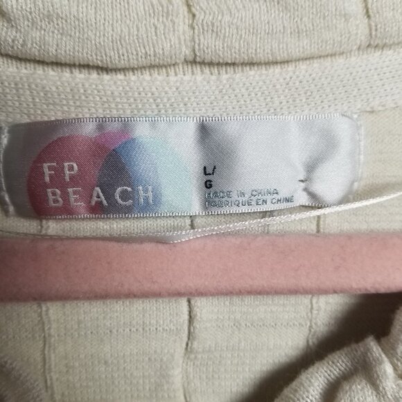 Free People Beach Women's Bomber Ruched Beige Sweater Sz L - Picture 2 of 6